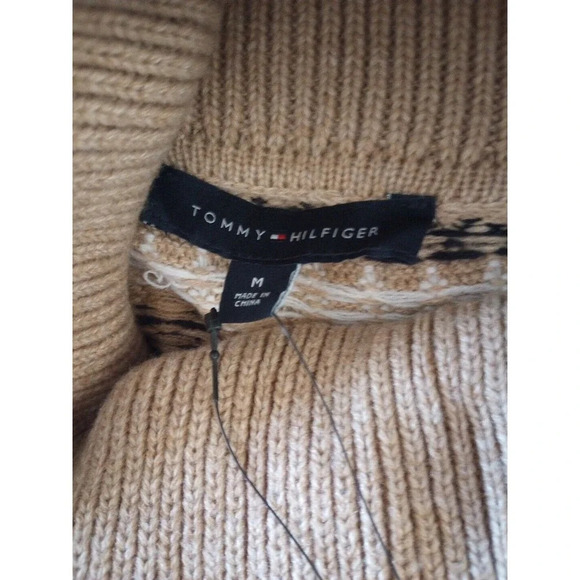 Tommy Hilfiger Women's Sweater Sz M Fair Isle Turtleneck Sweater Tan Brown NWT - Picture 7 of 9